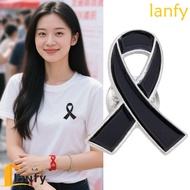 LANFY Black Ribbon Pin, Awareness Melanoma Cancer Funeral Ribbon Badge Brooch, Simple Breast Cancer 