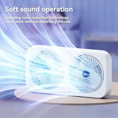 Double Helix Dual Head Fan Wall-Mounted Portable Type-C Rechargeable 360 Rotatable Silent Cooling Fa