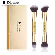 Ducare 2 cái/bộ cọ trang điểm Duo cuối Cọ đánh mặt cho phấn nền đệm và phấn mắt tạo khối tổng hợp mỹ