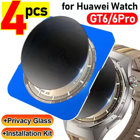 4/3/1PCS Tempered Glass Anti-spy Watch Films with Dustfree Easy Installation Kit for Huawei Watch GT