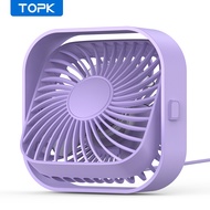 TOPK USB Mini Fan Desktop Plug-in Mute Table Fan 3 Speed Wind 5inch Small Fan 360° Rotatable Head for Home Office Table and Desktop