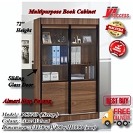 Yi Success Glass Door Bookcase (Siap Pasang) / Sliding Door Filing Cabinet / Rak Buku Pintu Kaca / A