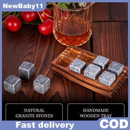 NY Whiskey Stones And Whiskey Glass Gift Set Of 4, For Men | Father's Day, 6 Granite Whiskey Stones,