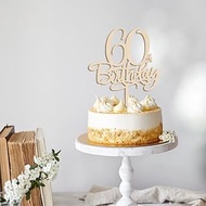 RuscalinWood Happy 60th Birthday Cake Topper -Versatile Cake Topper for Birthday Anniversary Party D
