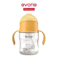 Evorie Award Winning Tritan Weighted Straw Sippy Cup with Handles for Baby and Toddlers 6 Months up, 200mL Leakproof Soft Silicone Straw First Infant Water Bottle (Apricot) | Richell Bbox Pigeon Avent Hegen Skip Hop Snapkis Babycare Munchkin Nuby