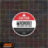 RON 98 Unleaded Round Sticker Size 5 x 5 Cm Sticker Motor