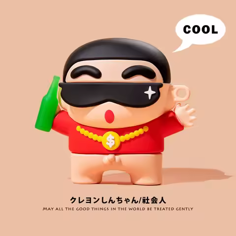3D Crayon Shin-chan Social Guy For Airpods 1 2 3 4 Pro Pro 2 Pro 3 Silicone Earphone Case Accessorie