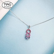 Circle Knots | 18K 白金圓扣天然藍寶石天然鑽石吊墜