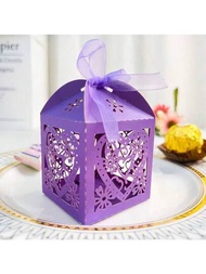 10入組心型雷射切割婚禮派對禮盒 - 適用於糖果、巧克力和新娘禮物 - 以時尚裝飾您的婚禮