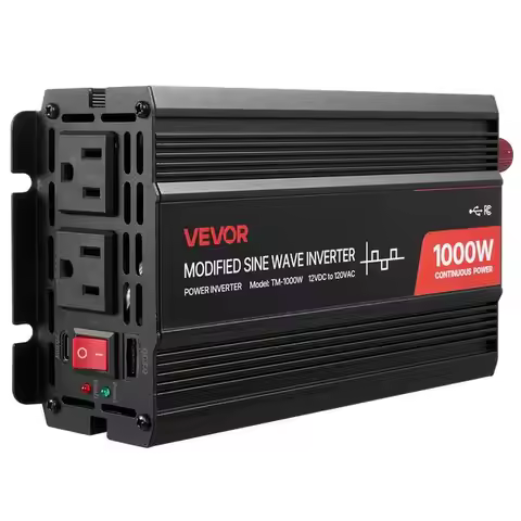 1000W Power Inverter, 12V DC to 120V AC Modified Sine Wave Inverter, Car Converter with USB & Type-C