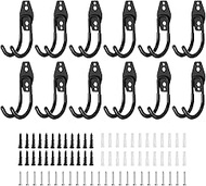 HARFINGTON 12pcs Garage Storage Hook 2.32" x 4.6" Metal Wall Mount Bicycle Utility Hanging Hooks Lar