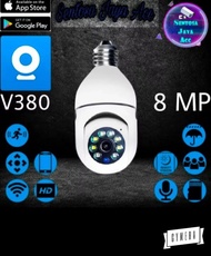 HIGHTECH Kamera Cctv V380 Pro WiFi 8mp Lampu IP Cctv PTZ 360 Derajat Panoramic Bohlam 8 MP