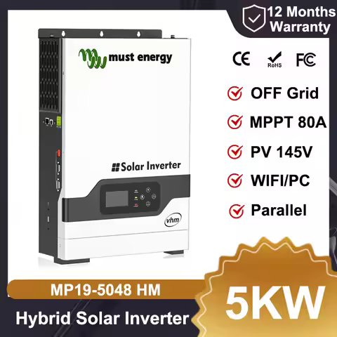 MUST Energy 5KW 5.5KW 48V Home Hybrid Solar Inverter MPPT 80A PV 145V High Frequenc Off Grid Solar S