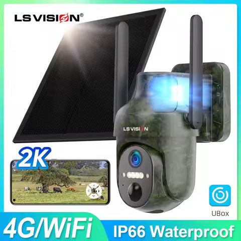 LS VISION Hunting Cameras Solar 4G Wireless WIFI Battery with 360°View & Playback, Night Vision, Mot