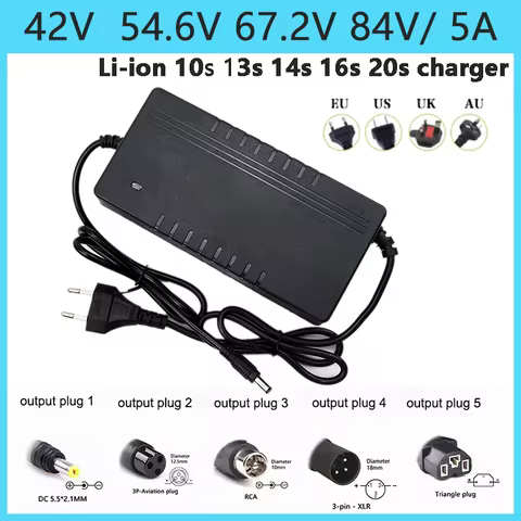 36V 48V 52V 60V 72V 2A 3A 5A 10S 13S 16S 20S Li-ion Battery Charger 42V 54.6V 58.8V 67.2V 84V 2A 3A 