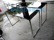 【不銹鋼結構高腳桌 強化烤漆玻璃檯面】鋼琴烤漆 人造石 實木皮 餐桌會議桌 鍍鈦金屬