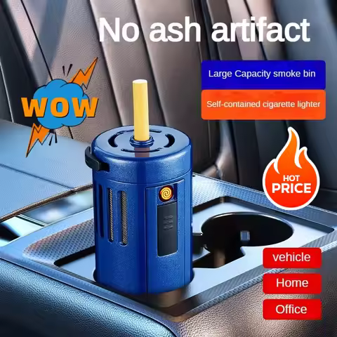 Creative Ashtray Multifunctional Cigarette Lighter USB Tungsten Lighter With Ashtray Portable Car Of