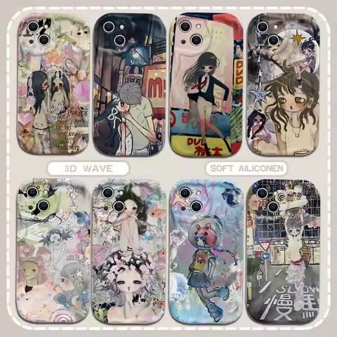 Aya Takano 3D Wave Case For Xiaomi Redmi 13C 12 12C 10 10C 9 9C A1 A2 K50 K40 Note 13 12 11 10 Pro P