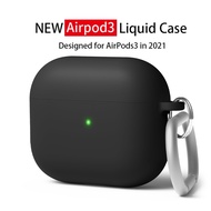 New compatible AirPods 3rd protective shell Siamese protective shell + hook liquid silicone protective cover compatible AirPods 4th generation earphone protective cover for 2021 Apple compatible AirPods 3 case compatible AirPods3rd case