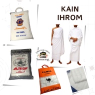 PUTIH KATUN Jumbo Standard Size Seamless Pleated Fabric | Men's Clothing | Men's Ihram Towel | Quality Materials Of Thick Cotton, Cool, Comfortable To Absorb Sweat, White, 1 Set Of Standard And Jumbo Size Tops | Umrah Hajj Equipment