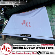 4x6ft WHITE TARPAULIN ROLL UP & DOWN 100% WATERPROOF TRAPAL LONA TOLDA TARPAULIN