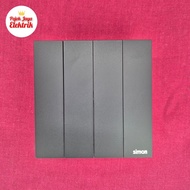 661041N-26 4 Gang 1 Way M7 Air Ultra Slim Switch Black Simon