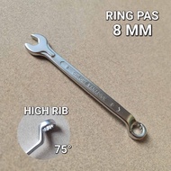 KUNCI RING PAS 8MM HIGH RIB CROME VANADIUM HIGH QUALITY 2951