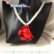 ARMARIO Crab Necklace, Childishness Design Boho Style Boho Necklace,  Beaded Pendant Enamel Crab Han