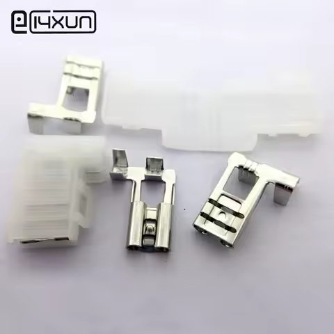 10sets 6.3mm Right Angle Flag Female Crimp Terminal with Case for 18AWG - 13AWG Wire for Car Auto