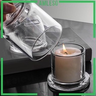 [Amleso] Glass Candle Holder Dome Cloche Clear Glass Vessel Modern Candlestick Cake Stand