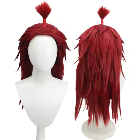 Monster Hunter Akuma Cosplay Wig Street Fighter Gouki Spiky Upward Ponytail Dark Red Hair