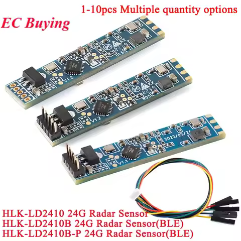10Pcs/1pc HLK-LD2410B HLK-LD2410 High Sensitivity 24G Human Presence Statu Radar Heartbeat Detection