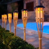 Led Bamboo Solar Garden Light Flame Lawn Lamp Solar Flame Light Outdoo