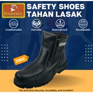 Frontier Safety Shoes Zip Up Mid Cut (Good Quality) Boots Safety Kasut Safety Lelaki Leather Industr