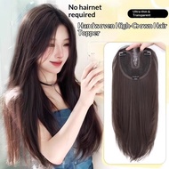 AF1 55cm Synthetic Hair Piece Black And Mocha Brown Straight Hair Topper Hair Replacement Cover Whit