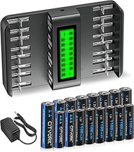 CITYORK Rechargeable AA AAA Batteries with Charger, 8 Pack AA3000mAh and 8 Pack AAA1100mAh Rechargea