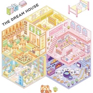 USEKUTE 3D Miniature Scene Sticker DIY Building PET Sticker Journal Sticker  3D 贴纸