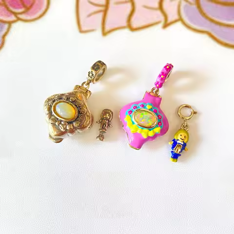 Polly Pocket Polly's Tea Time Locket Sterling Silver Charm For Necklace Bracelet