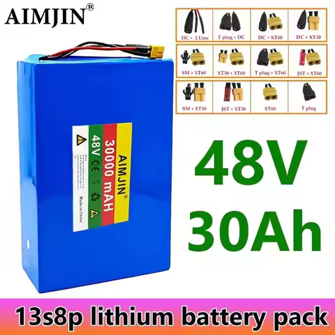 18650 13S8P lithium battery pack 48V 30Ah 30000mAh large capacity suitable for 48V 250-1500W built-i