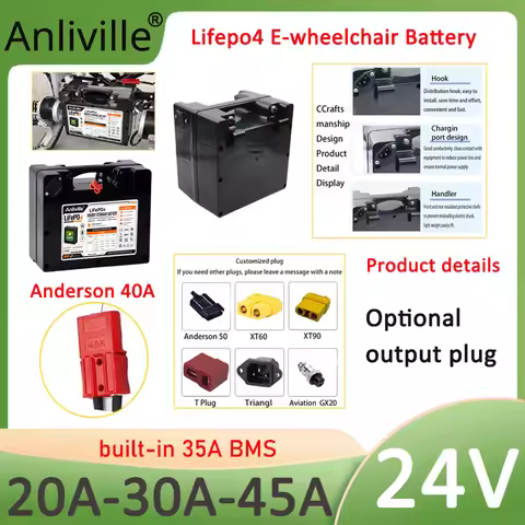 New 24V 20Ah 30Ah 45Ah 32140 Lifepo4 Electric Wheelchair Dedicated Lithium Battery for 25.6V Univers