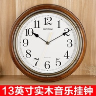 ST-🚤Japanese Rhythm Wall Clock Creative European Retro Clock Living Room Home Music Wall Clock Solid Wood Chinese Decora