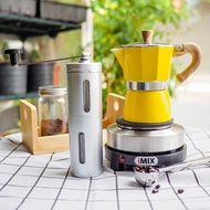 ชุดเตา iMix ต้มกาแฟ เตามินิ 500w + กามอคค่าพอท moka pot สีเหลือง ลายไม้แบบหนา 3cup/150ml
