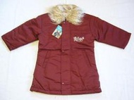 女小童 Baby 棗紅色 防風鋪棉 拉鍊 長版外套.夾克~~適2~5歲穿~~歡迎切貨