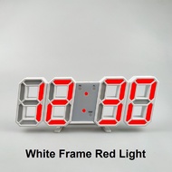 LED Jam Dinding / Modern Digital 3D White LED Wall Clock Alarm Clock Snooze 12/24 Hour Display USB