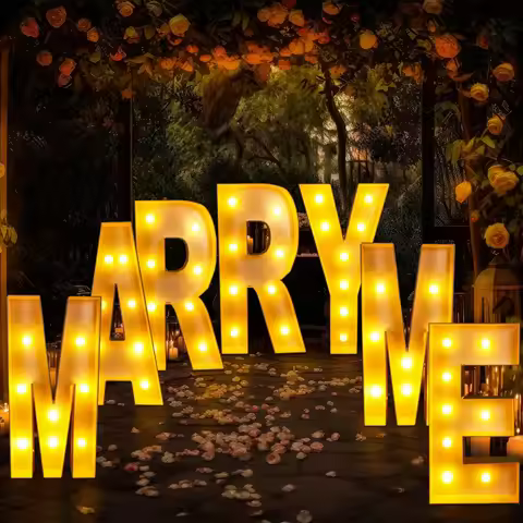 3/4ft 100/120cm Tall Marry Me Light up Letters Sign LED Will You Marry Me Marquee Lights Wedding Eng