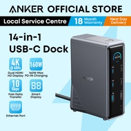 Anker Prime 14-in-1 Docking Station 160W Fast Charger Dual HDMI 4K Display Desktop Multi Plug A83B6