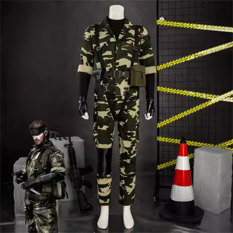 Metal Gear Big Boss Naked Snake Cosplay Costume Men Camouflage Uniforms Halloween Carnival Party Out