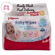 Pigeon Baby Wipes 99% Pure Water - 82 Pcs X 6 Packs