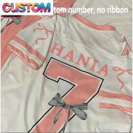 【Free Custom Name】Baju Jersey Perempuan Number 7 Dry T Shirt Coquette Oversized American Style Shoul