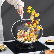 wella 32cm Stainless Steel Nonstick Frying Pan Honeycomb Stainless Steel Shallow Skillets Wok